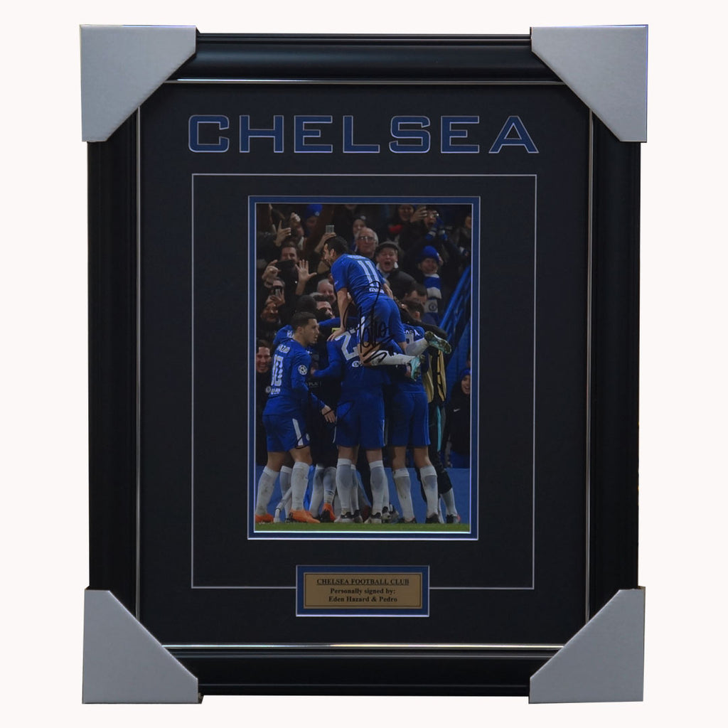 Chelsea Football Club Dual Signed Photo Framed Eden Hazard & Pedro - 3987