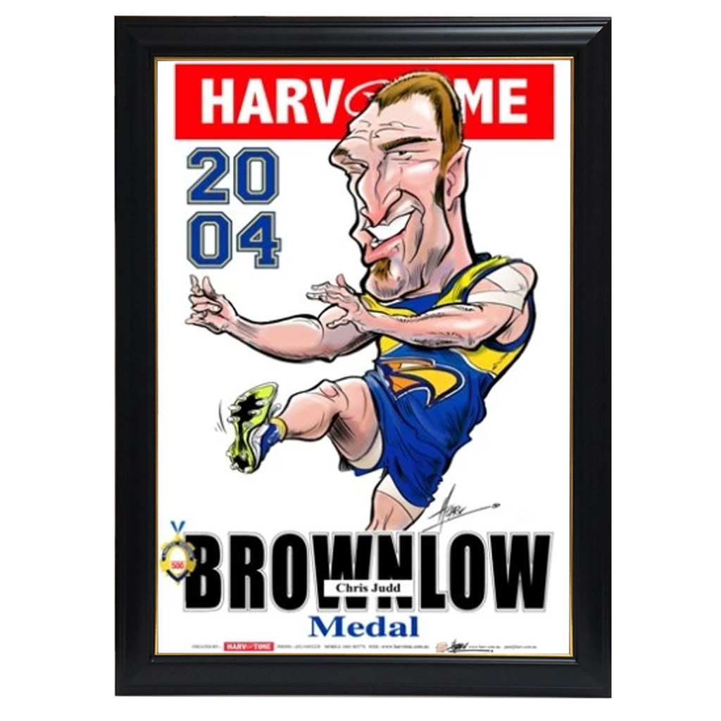 Chris Judd, 2004 Brownlow, Harv Time Print Framed - 4230