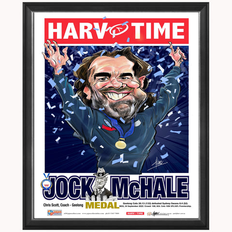 Chris Scott Jock McHale 2022 Premiers Geelong Cats Harv Time Limited Edition Print Framed - 5298