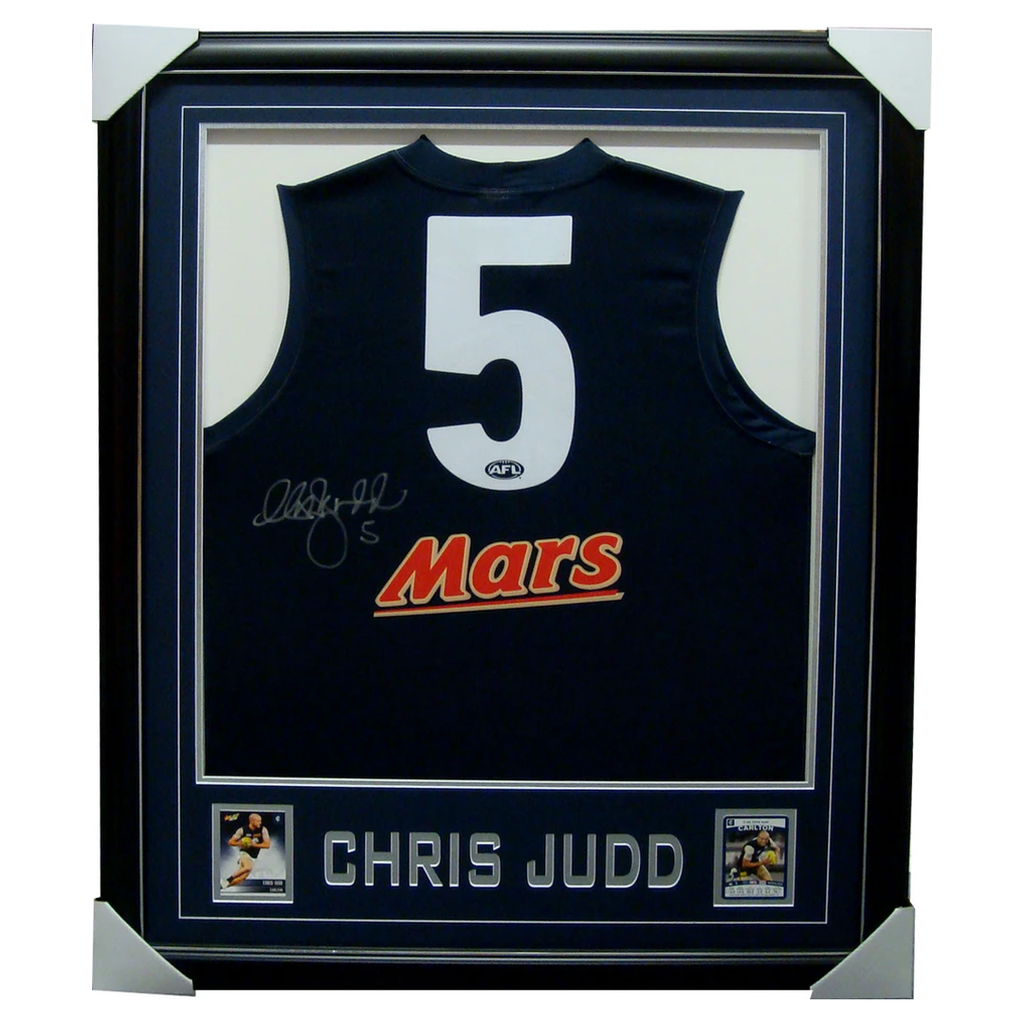 Chris Judd Carlton Home 2010 Signed Jumper Framed with Cards - 3324