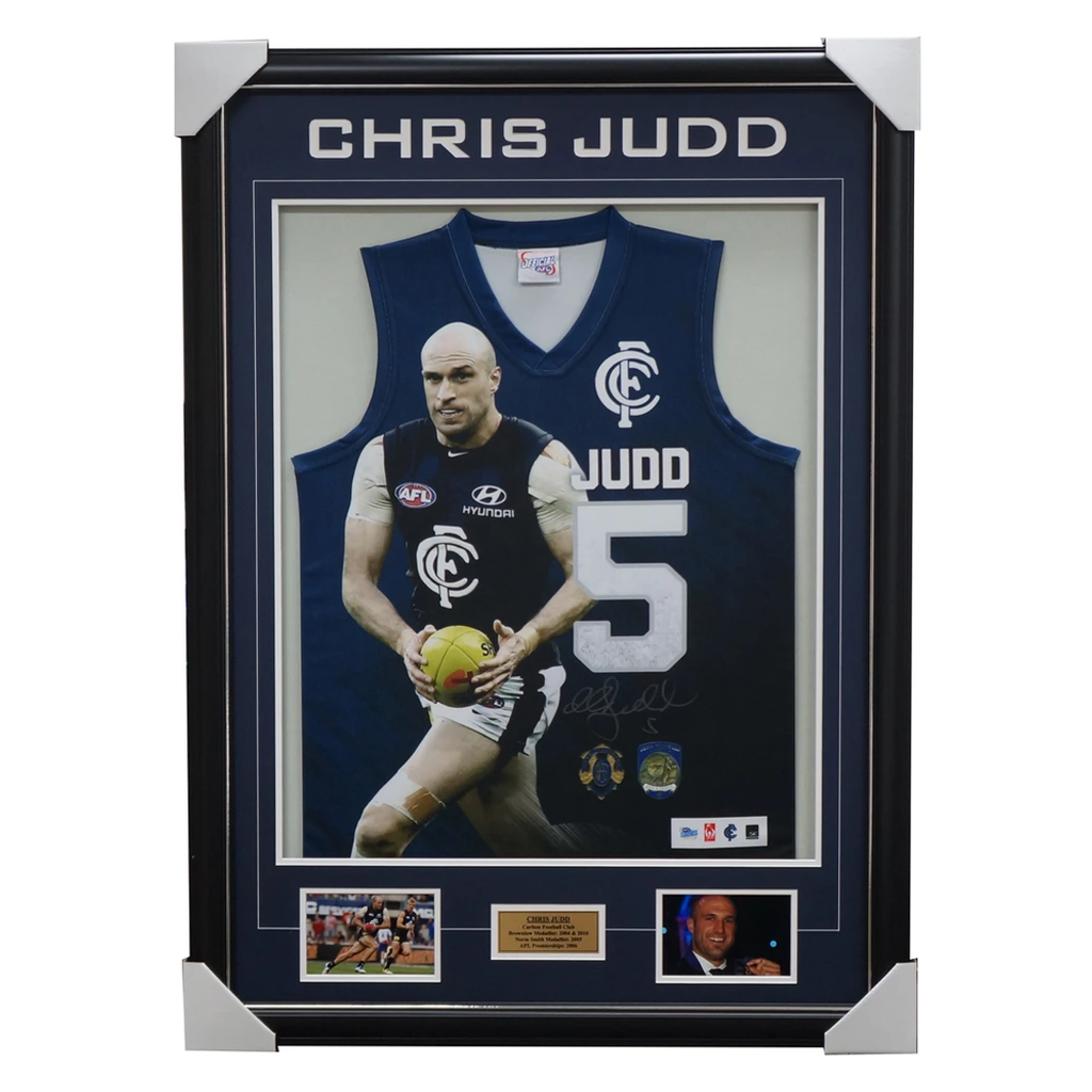 Chris Judd Signed Official Carlton Jumper Framed - 2010 Brownlow Medallist + Coa - 2496
