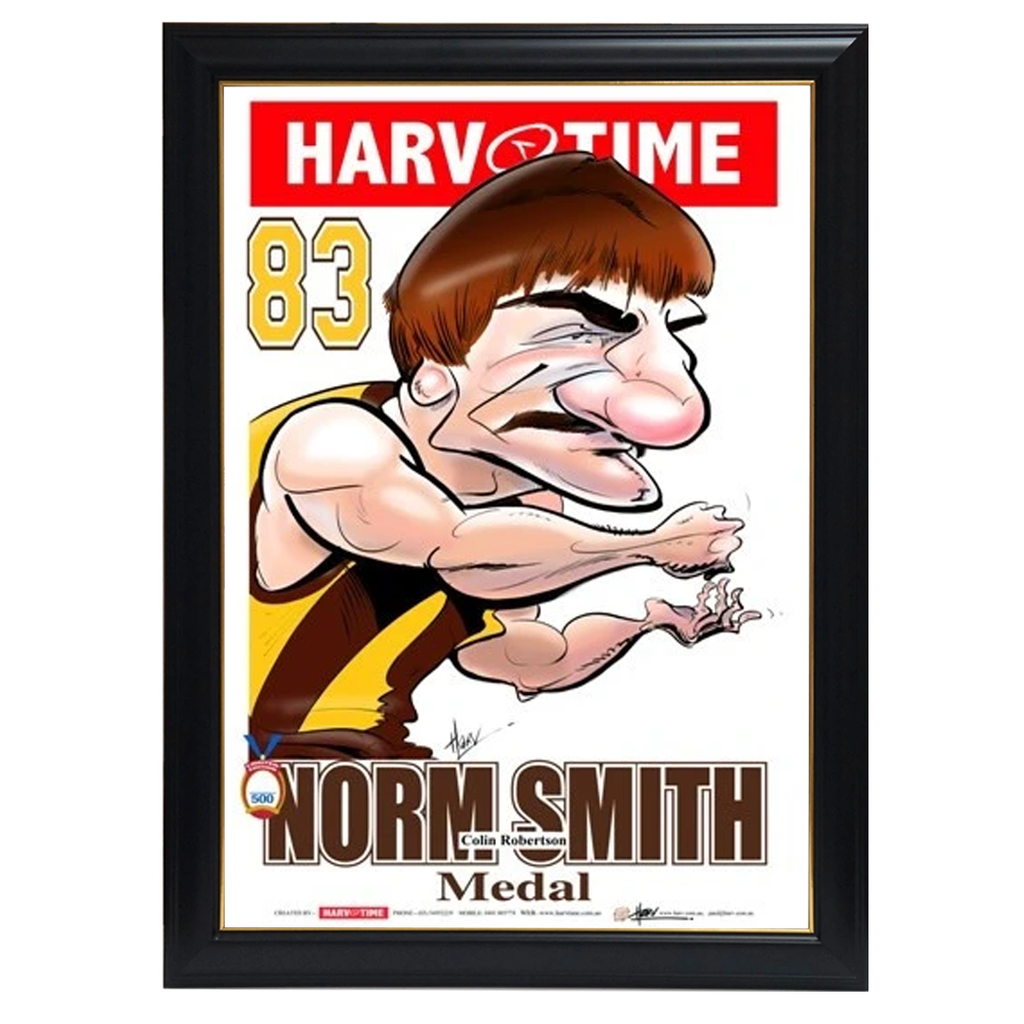 Colin Robertson, 1983 Norm Smith Medal, Harv Time Print Framed - 4300