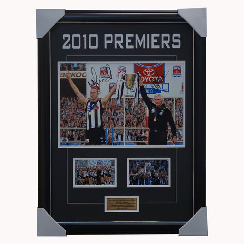 Collingwood 2010 Premiers Signed Collage Nick Maxwell & Mick Malthouse Framed - 4593