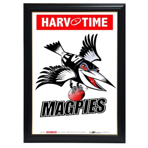 Collingwood Magpies, Mascot Print Harv Time Print Framed - 4177
