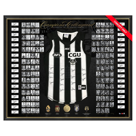 Collingwood Signed 125th Anniversary Official Afl Jumper Framed Richards Daicos - 3107