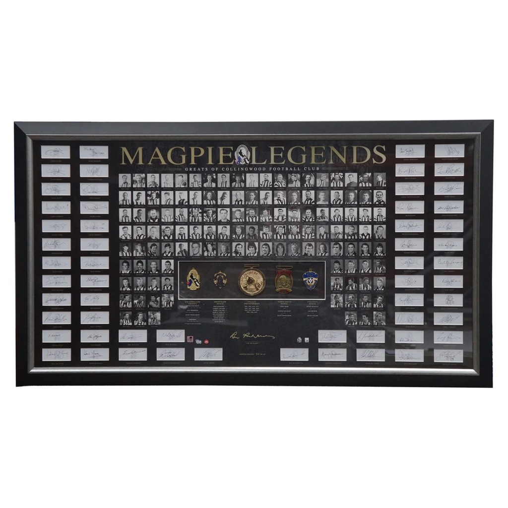 Collingwood Signed 125th Anniversary Official Afl Litho Framed Magpie Legends - 3108