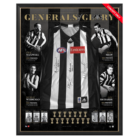 Collingwood Signed Premiership Captains Official Afl Generals of Glory Jumper Framed Shaw Richards Maxwell - 3138