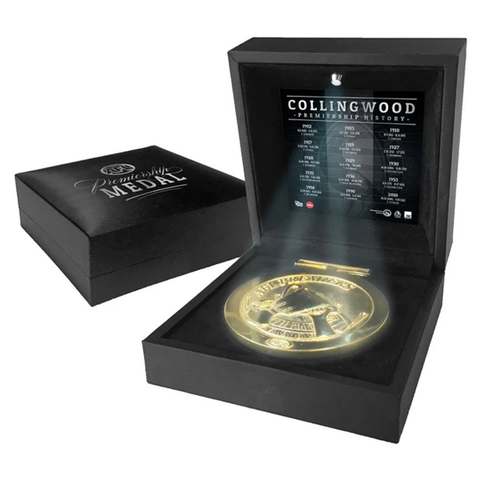 Collingwood Boxed Premiers Medallion Led Lighting Black Display Box Official - 2992