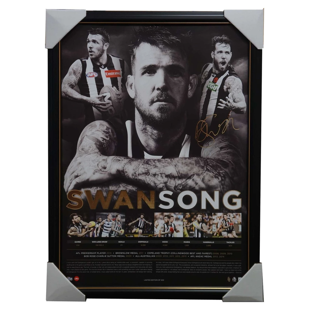 Collingwood Dane Swan Signed "Swansong" Official Afl Retirement Print Framed Brownlow - 2937