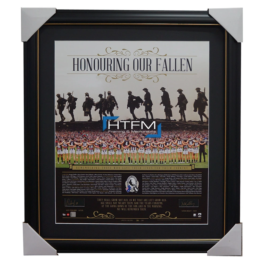 Collingwood Honouring Our Fallen Anzac Signed Print Framed Pendlebury & Buckley - 1074