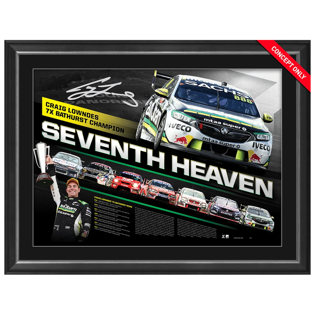 Craig Lowndes Signed Bathurst "Seventh Heaven" Official Triple Eight Print Framed - 3529 in Stock