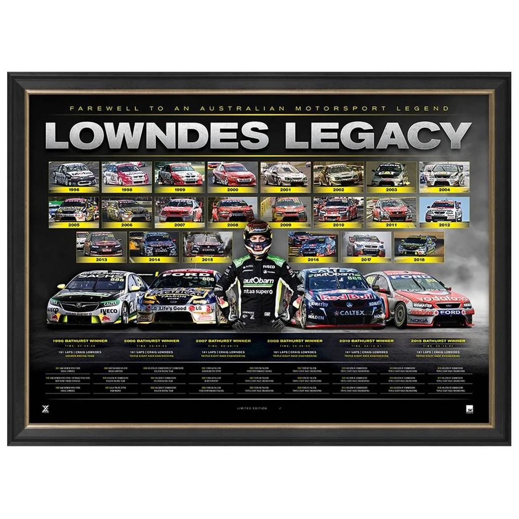 Craig Lowndes Triple Eight Official V8 "Lowndes Legacy" Retirement Print Framed - 3524 in Stock