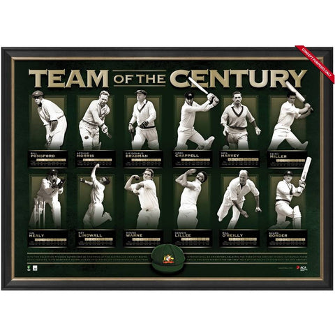 Australia Test Cricket Official Team of the Century Print Framed Bradman Warne - 5201
