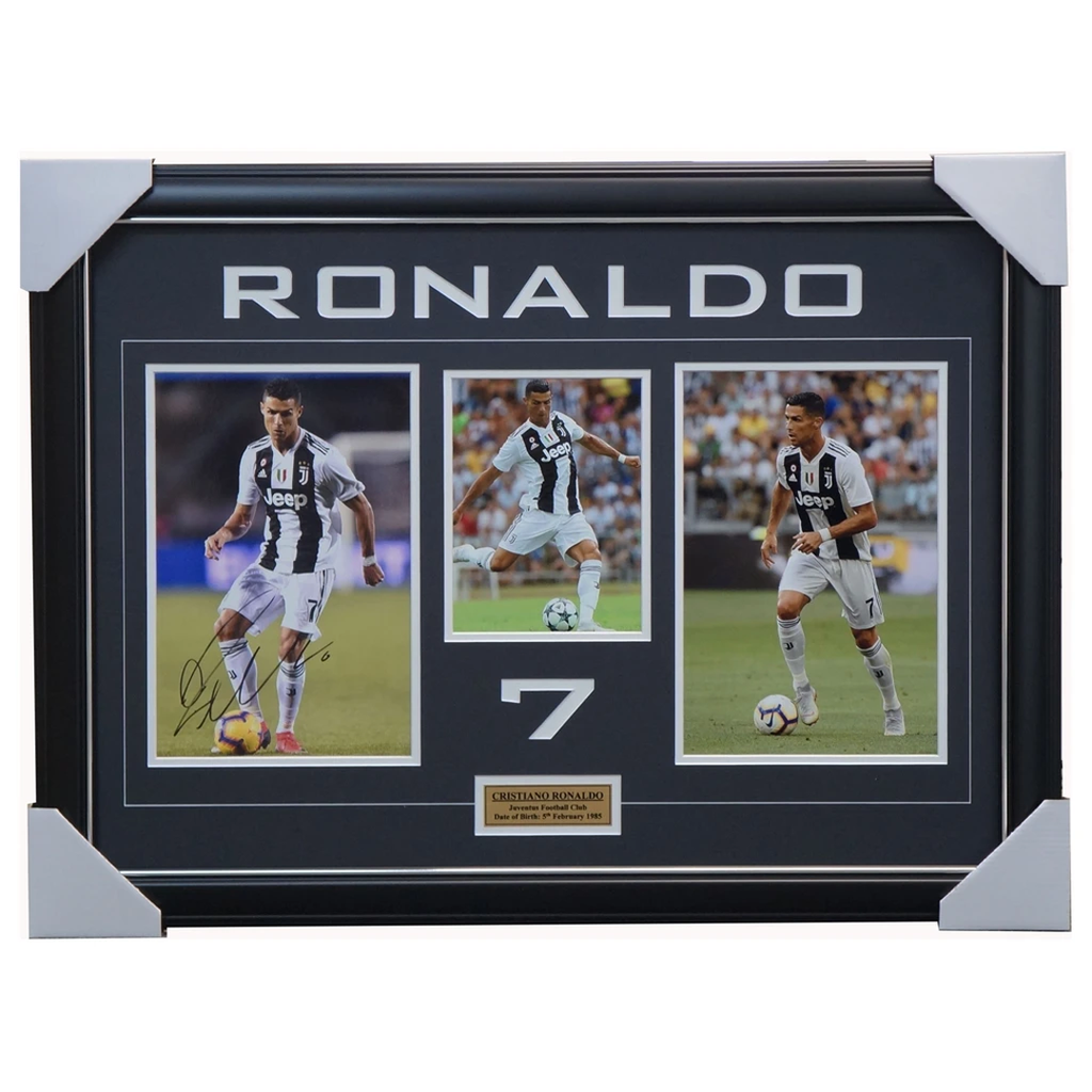 Cristiano Ronaldo Signed Juventus Football Club Photo Collage Framed With Plaque + Coa - 3588