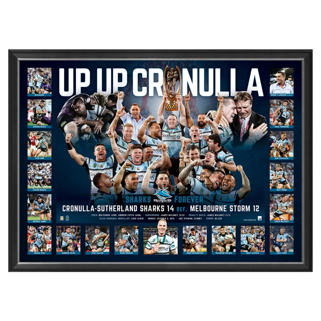 Cronulla Sharks 2016 Nrl Premiers Limited Edition Print Framed - 1798