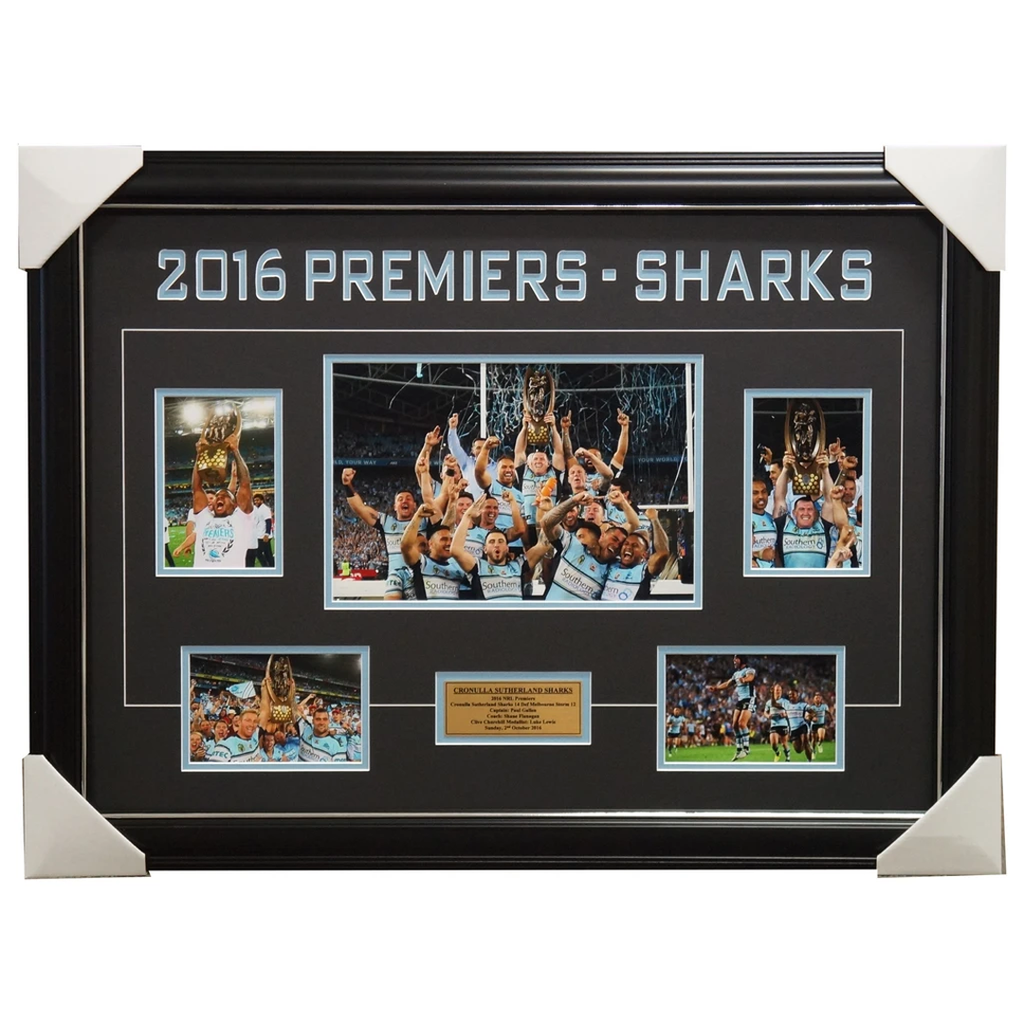 Cronulla Sharks 2016 NRL Premiers Photo Collage Framed Gallen Maloney - 2987