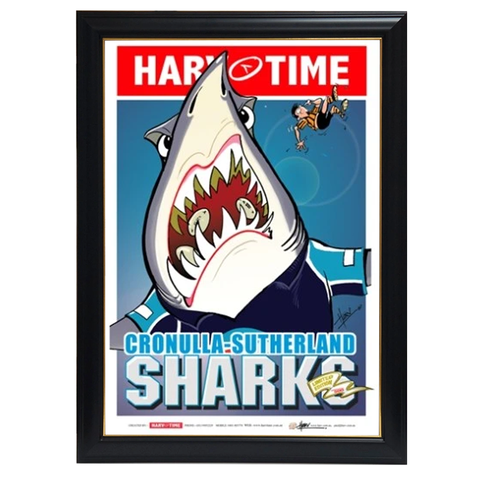 Cronulla Sharks, Nrl Mascot Harv Time Print Framed - 4202