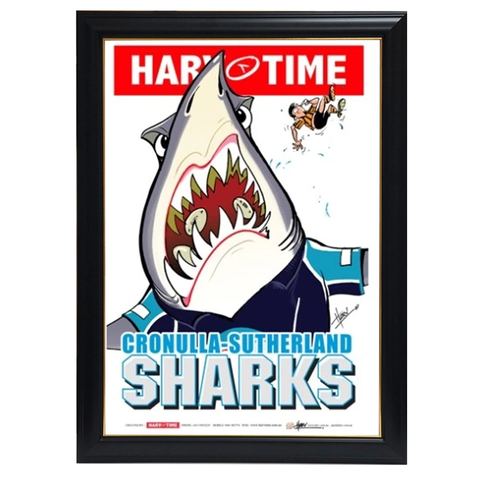 Cronulla Sharks, Nrl Mascot Print Harv Time Print Framed - 4159