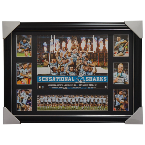 Cronulla Sutherland Sharks 2016 Nrl Premiers Deluxe Tribute Frame Lewis Gallen - 2967