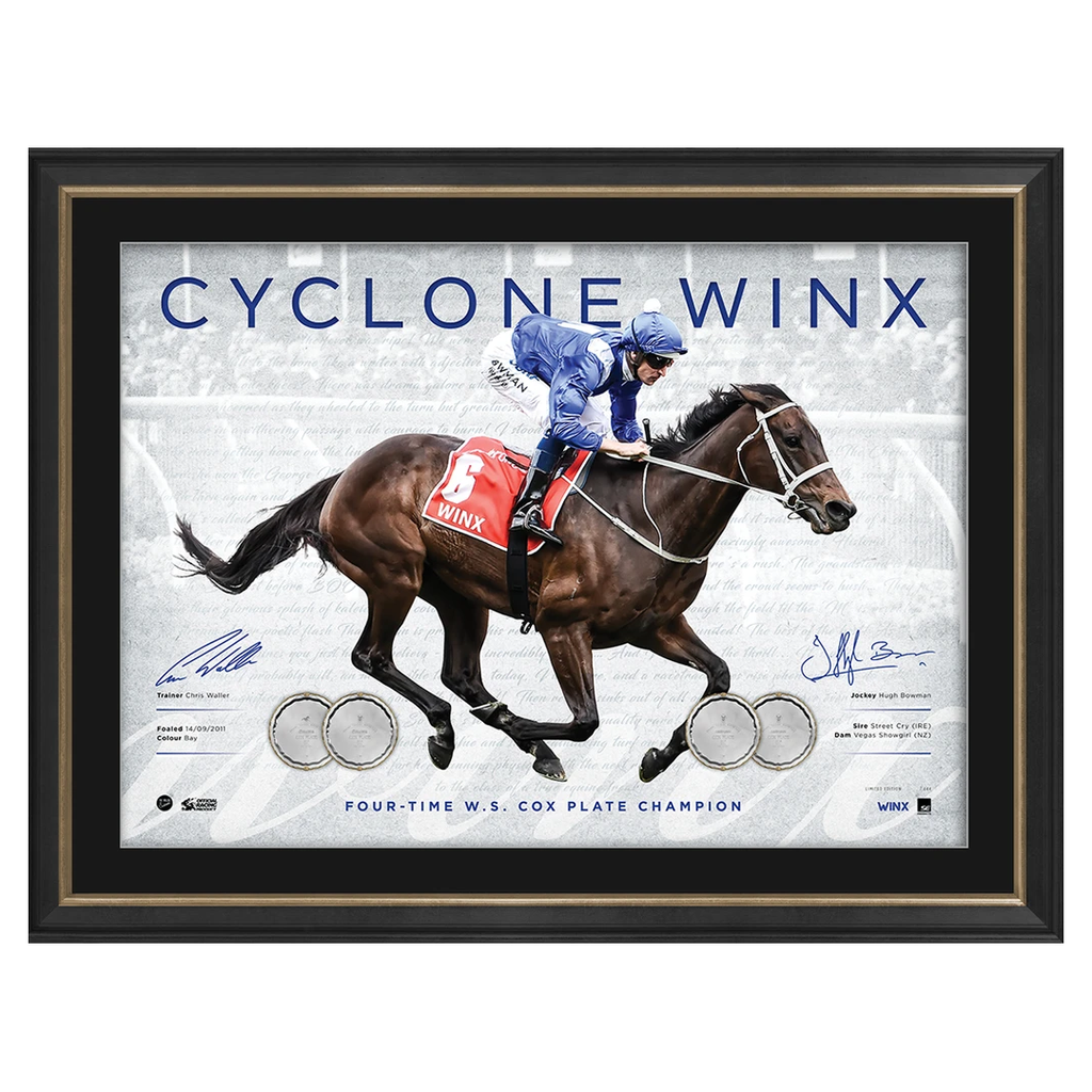 Cyclone Winx 2018 Cox Plate Champion Signed Official Print Framed in Stock - 3543