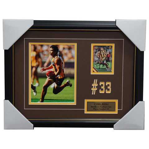 Cyril Rioli Hawthorn Signed Card Collage Framed - 4037