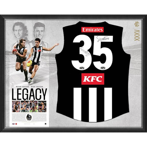 Peter & Nick Daicos Legacy Dual Signed Collingwood F.C. Official AFL Jumper Framed - 5195