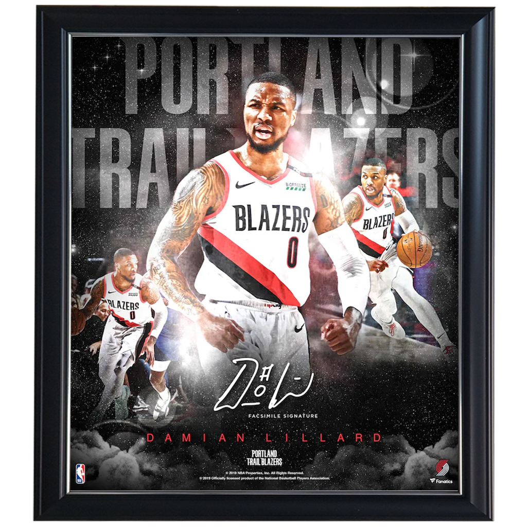 Damian Lillard Portland Trail Blazers Stars of the Game Collage Facsimile Signed Official Nba Print Framed - 4351