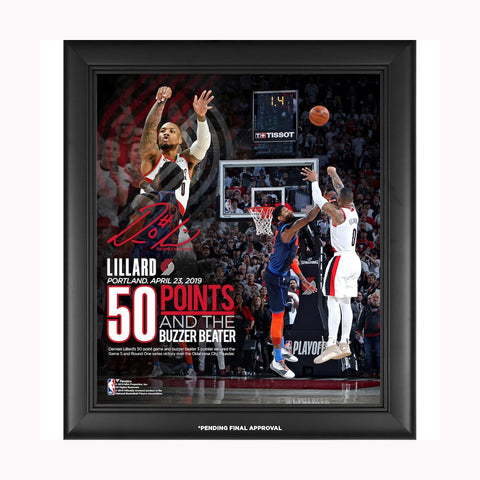 Damian Lillard Portland Trail Blazers Framed 15" x 17" 50-Point Game 5 Series Winning Buzzer Beater Collage - Facsimile Signature Framed - 4962