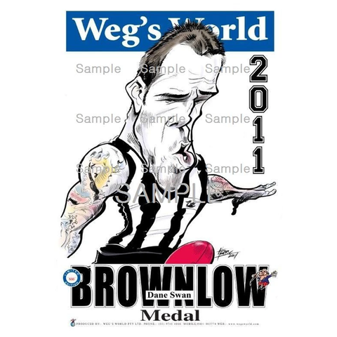 Dane Swan 2011 Brownlow Medallist Weg's World Limited Edition Print Framed - 3832