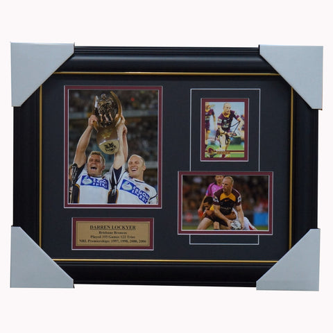 Darren Lockyer Brisbane Broncos Photo Collage Framed + Signed Card - 5470