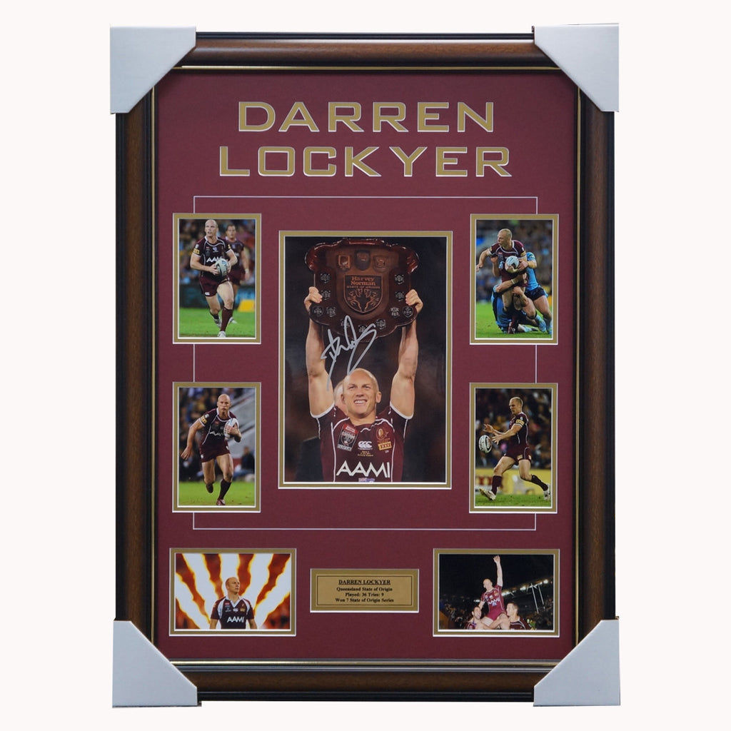 Darren Lockyer Queensland State of Origin Signed Photo Collage Framed - 3827