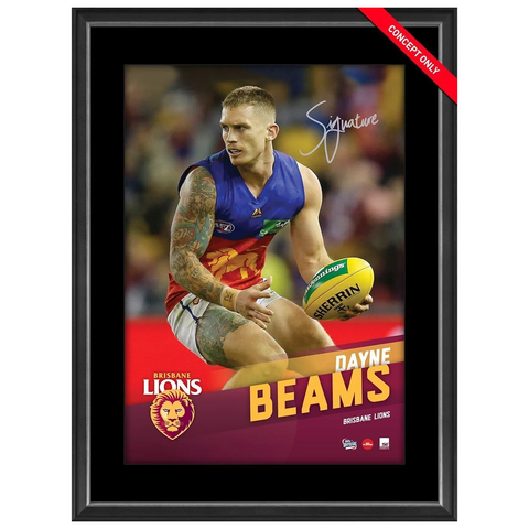 Dayne Beams Signed Brisbane Lions 2017 Official Afl Vertiramic Print Framed Aflpa - 3134