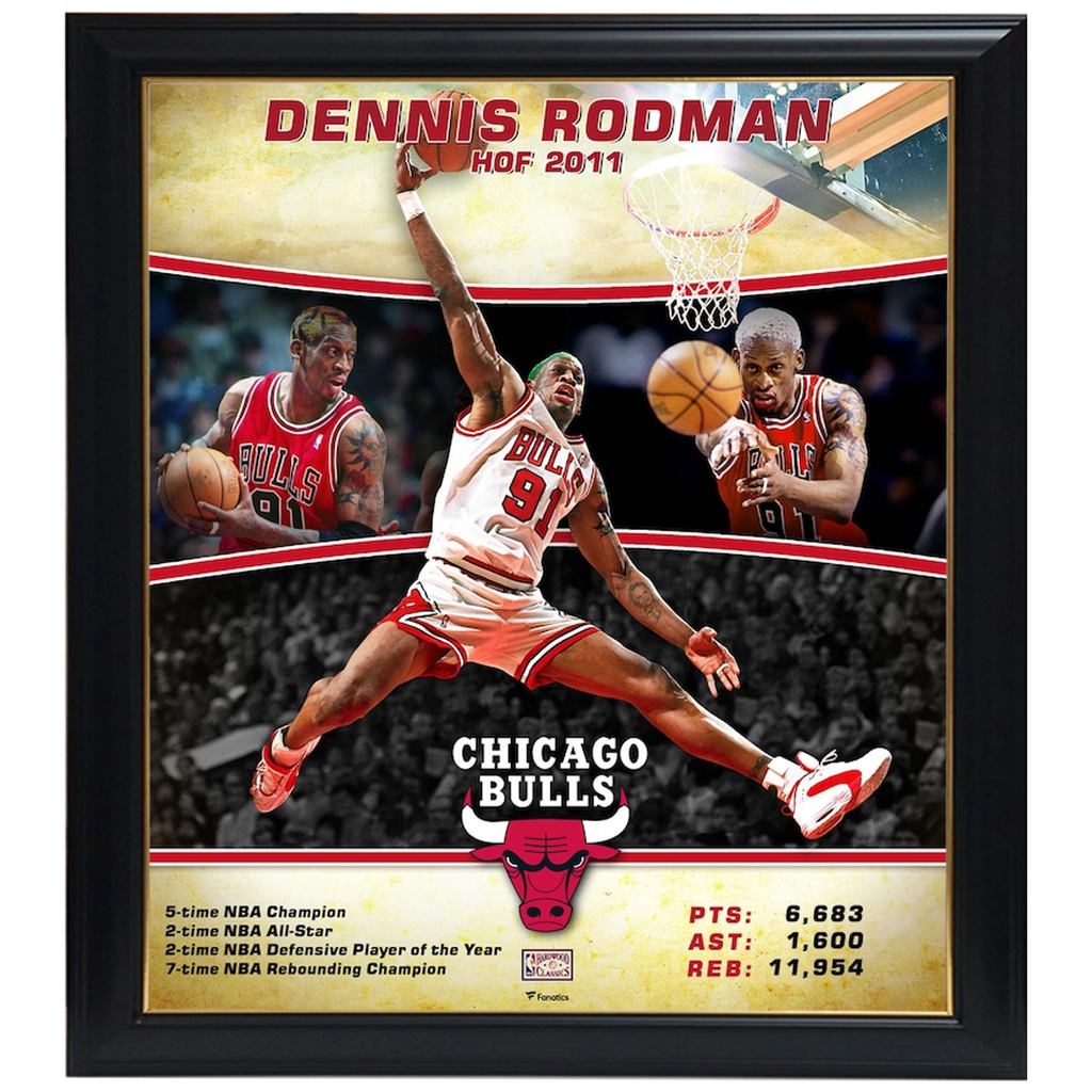 Dennis Rodman Chicago Bulls Player Collage Official Nba Print Framed - 4352
