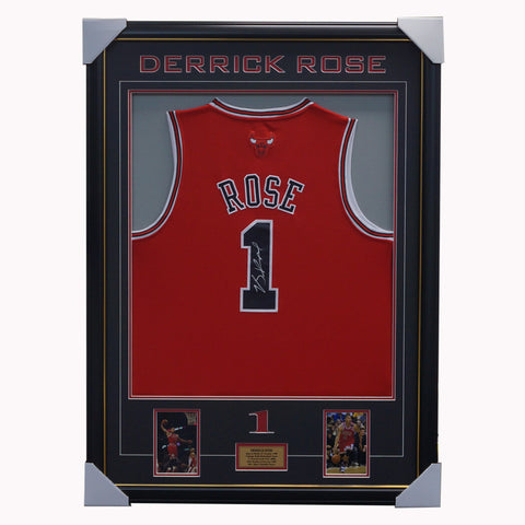 Derrick Rose Chicago Bulls Signed Jersey Framed - 2660
