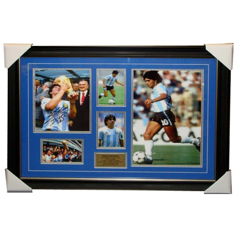Diego Maradona Argentina Signed Photo Collage Framed - 3338
