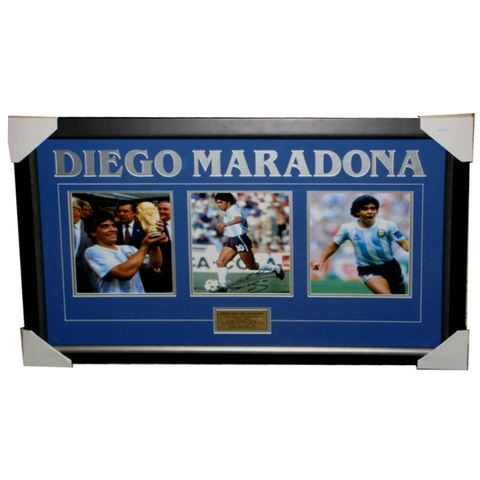 Diego Maradona Signed 3 Photo Collage Framed