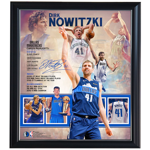 Dirk Nowitzki Dallas Mavericks Retirement Collage Facsimile Signed Official Nba Print Framed - 4326