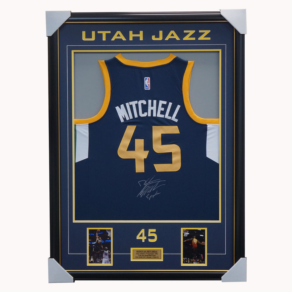 Donovan Mitchell Signed Utah Jazz Nba Jersey #45 Framed + Coa Brand New - 3586