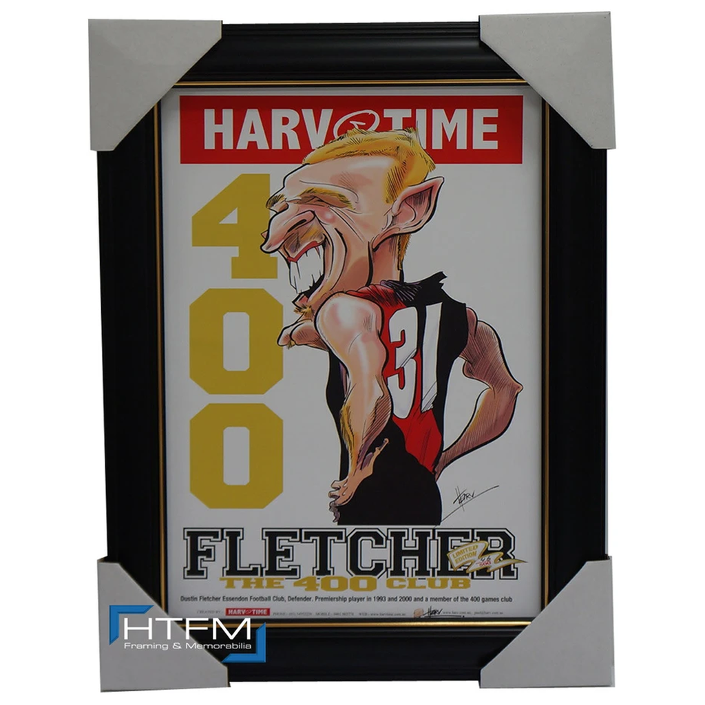 Dustin Fletcher Essendon 400 Game Club L/e Harv Time Print Framed - 1336