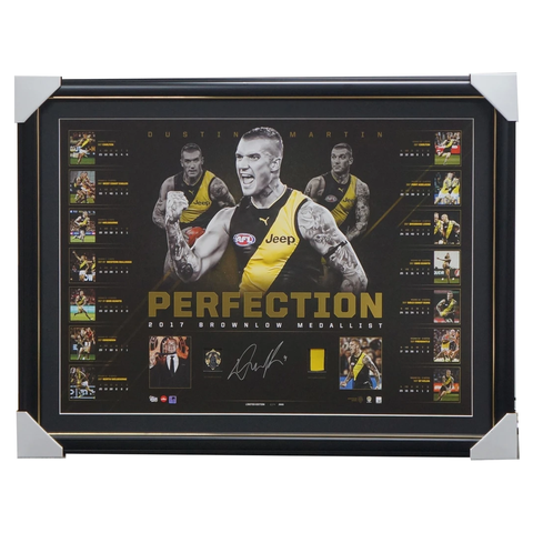 Dustin Martin Signed 2017 Brownlow Medallist Official Afl Litho Print Framed - 3178