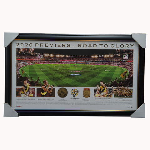 Richmond 2020 AFL Premiers Official Panoramic Gabba Print Framed Signed Dustin Martin - 4742
