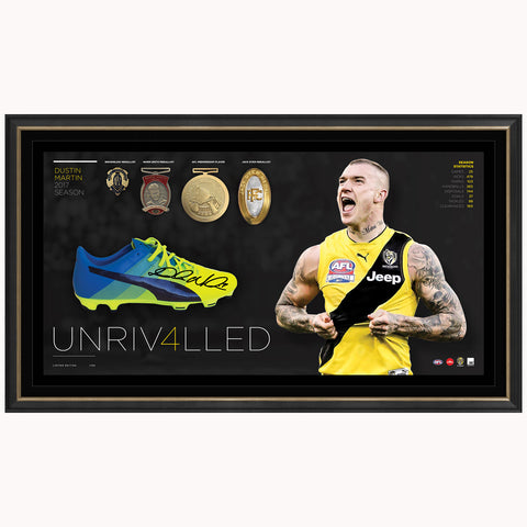Dustin Martin Signed Richmond 2017 Brownlow Medal Boot Box Framed - 5215