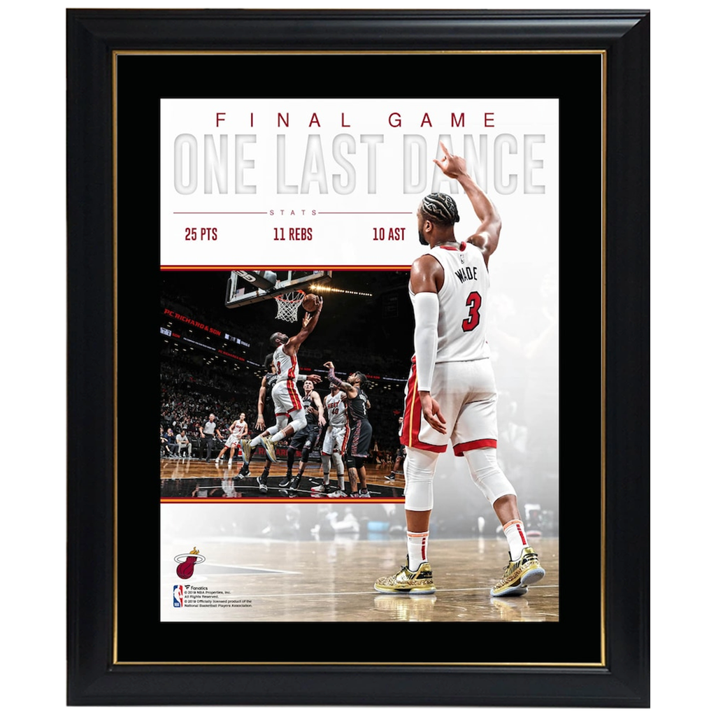 Dwyane Wade Miami Heat Final Game Sublimated Plaque Official Nba Print Framed - 4421