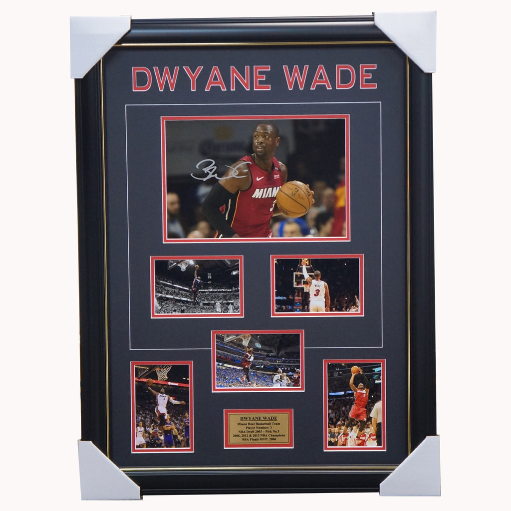 Dwyane Wade Miami Heat Signed Nba Photo Collage Framed - 3718