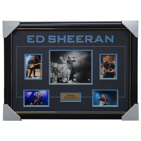 Ed Sheeran Hand Signed photo collage framed with plaque - 3248