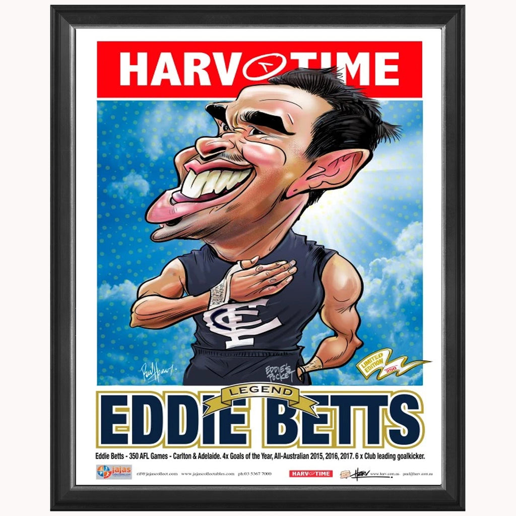 Eddie Betts Carlton Legend Retirement Harv Time Print Framed - 4856