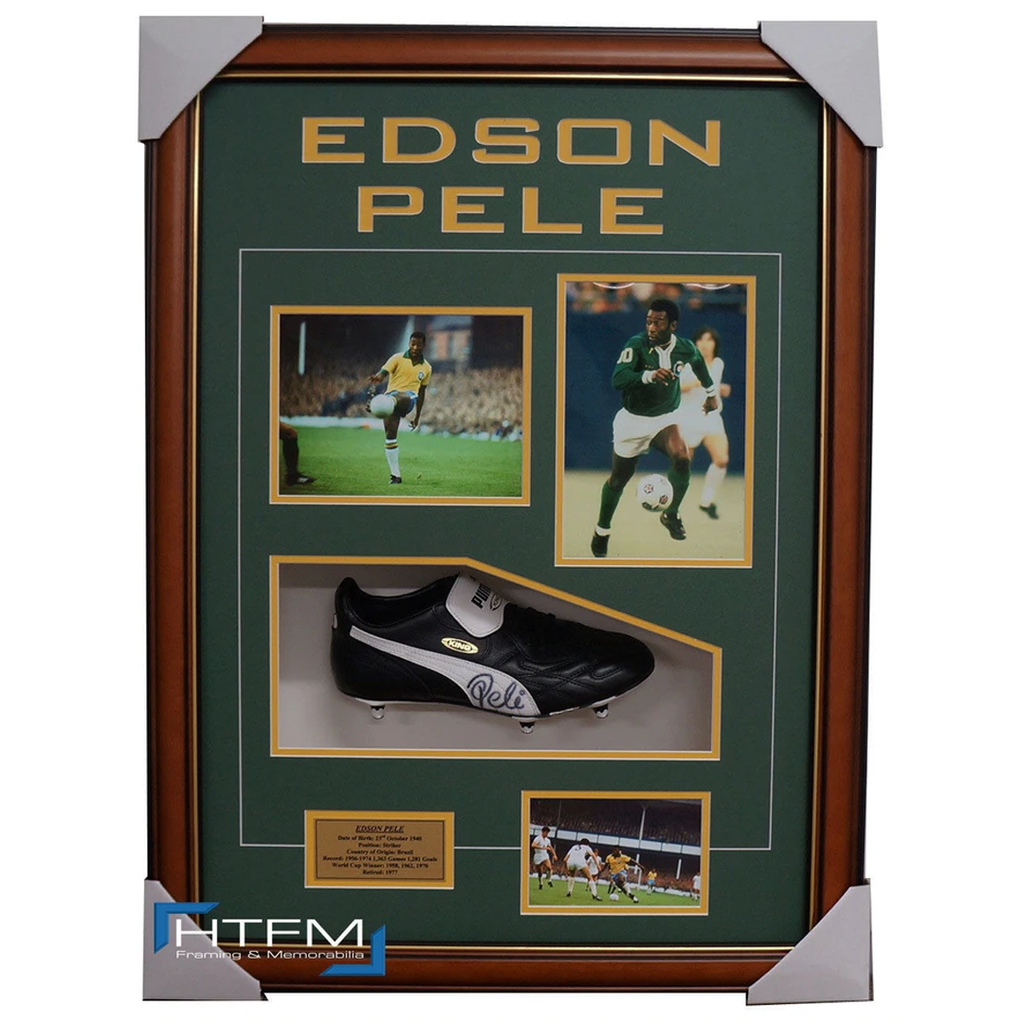 Edson Pele Brasil Signed Boot Box Framed 100% Authentic - Private Signing Rare - 2652