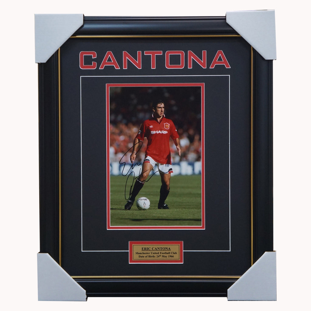 Eric Cantona Signed Manchester United Photo Framed With Plaque + Coa Champion - 2256