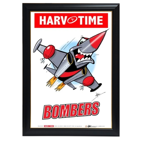 Essendon Bombers Mascot Print, Harv Time Print Framed - 4176