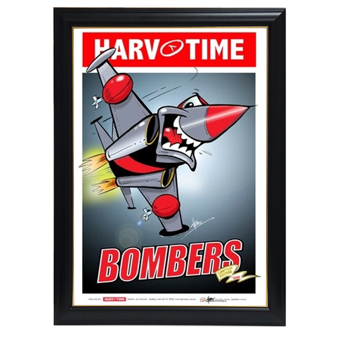 Essendon Bombers Mascot, Harv Time Print Framed - 4248
